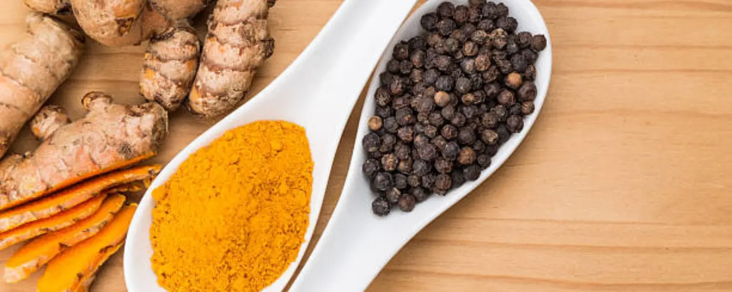 black pepper and turmeric powder