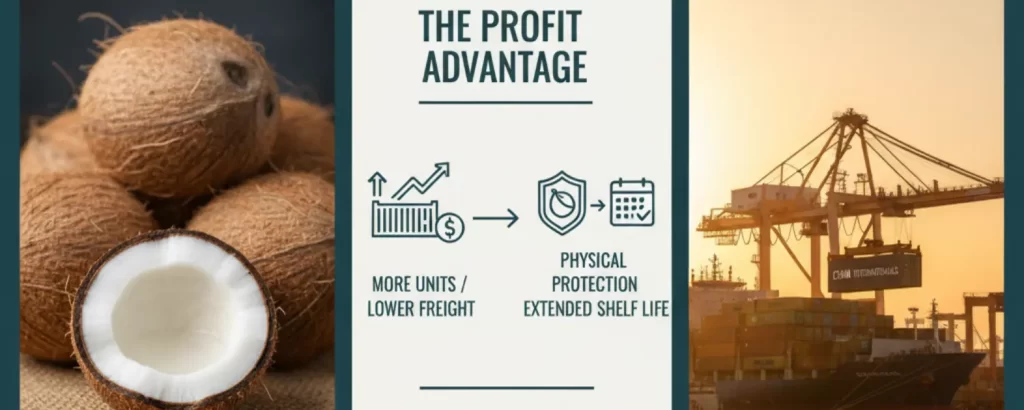 semi husked coconuts