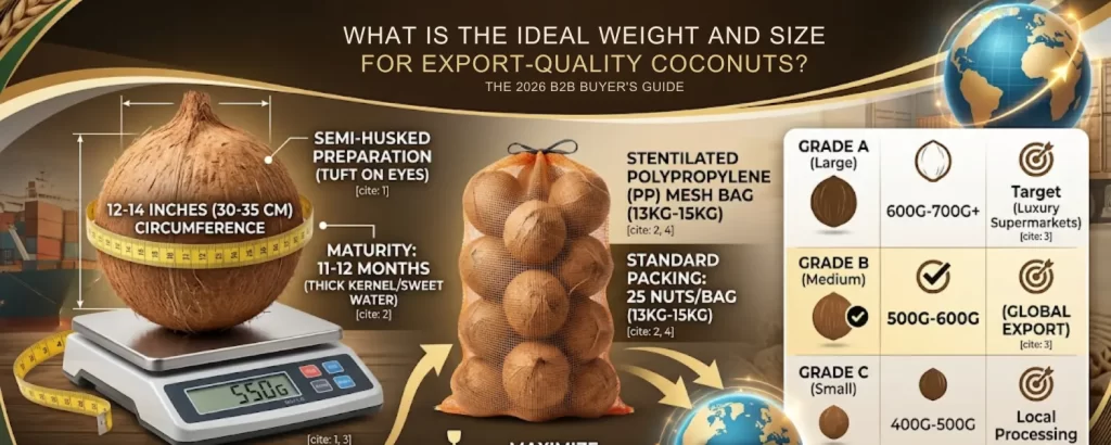 export quality coconut weight