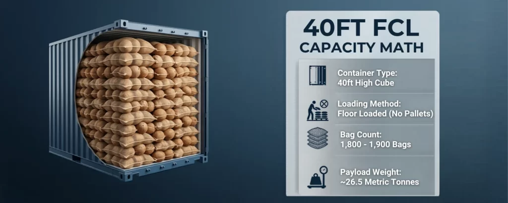 bulk coconut container capacity