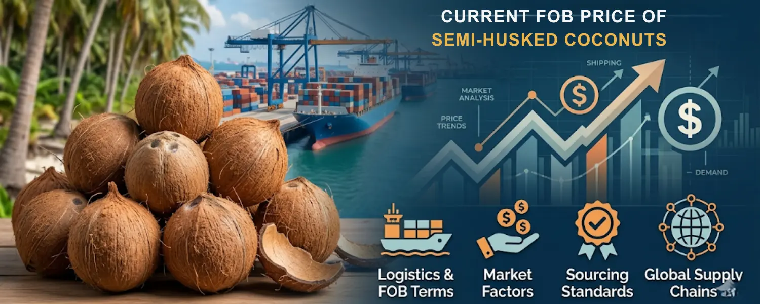 semi husked coconut fob-price
