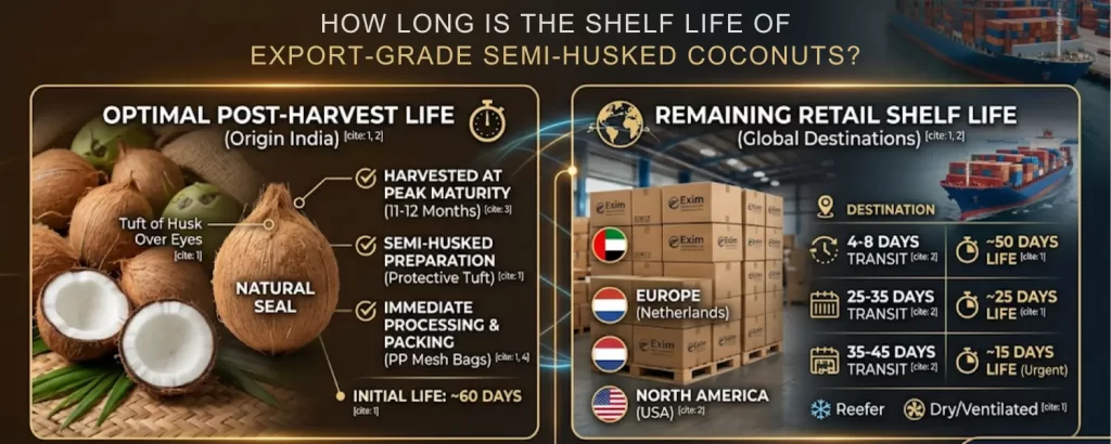 semi husked coconut shelf life